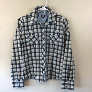 3/$10 💕 Girls Vans Blue Plaid Button Down Long Sleeve Shirt